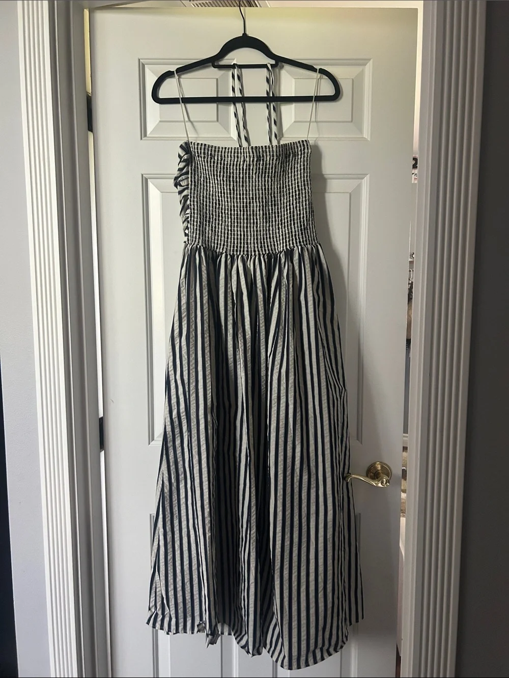 Altar'd State Navy and Cream Striped Smocked Top - Picture 4 of 5